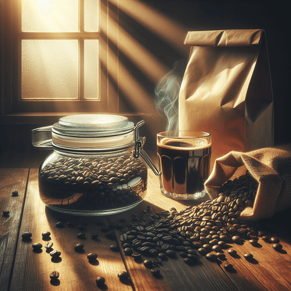 Coffee in a table with sunlight