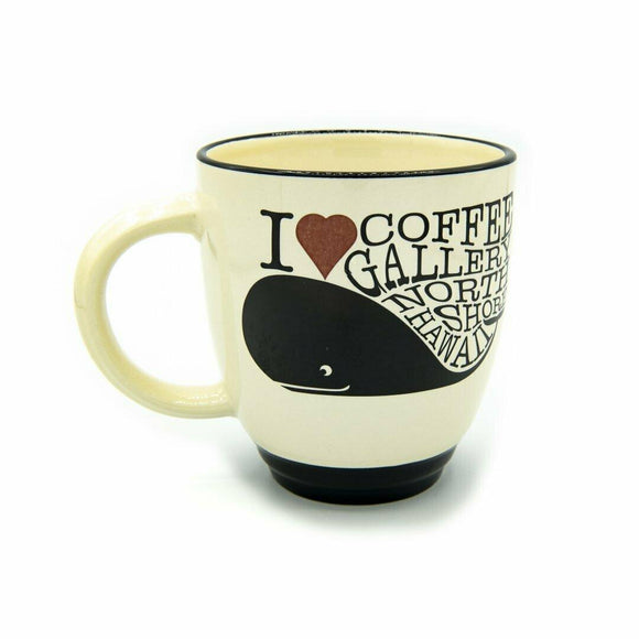 Coffee Gallery Whale Mug | Ceramic Mug with I Love Coffee Gallery North Shore Hawaii Design - Coffee Gallery Hawaii